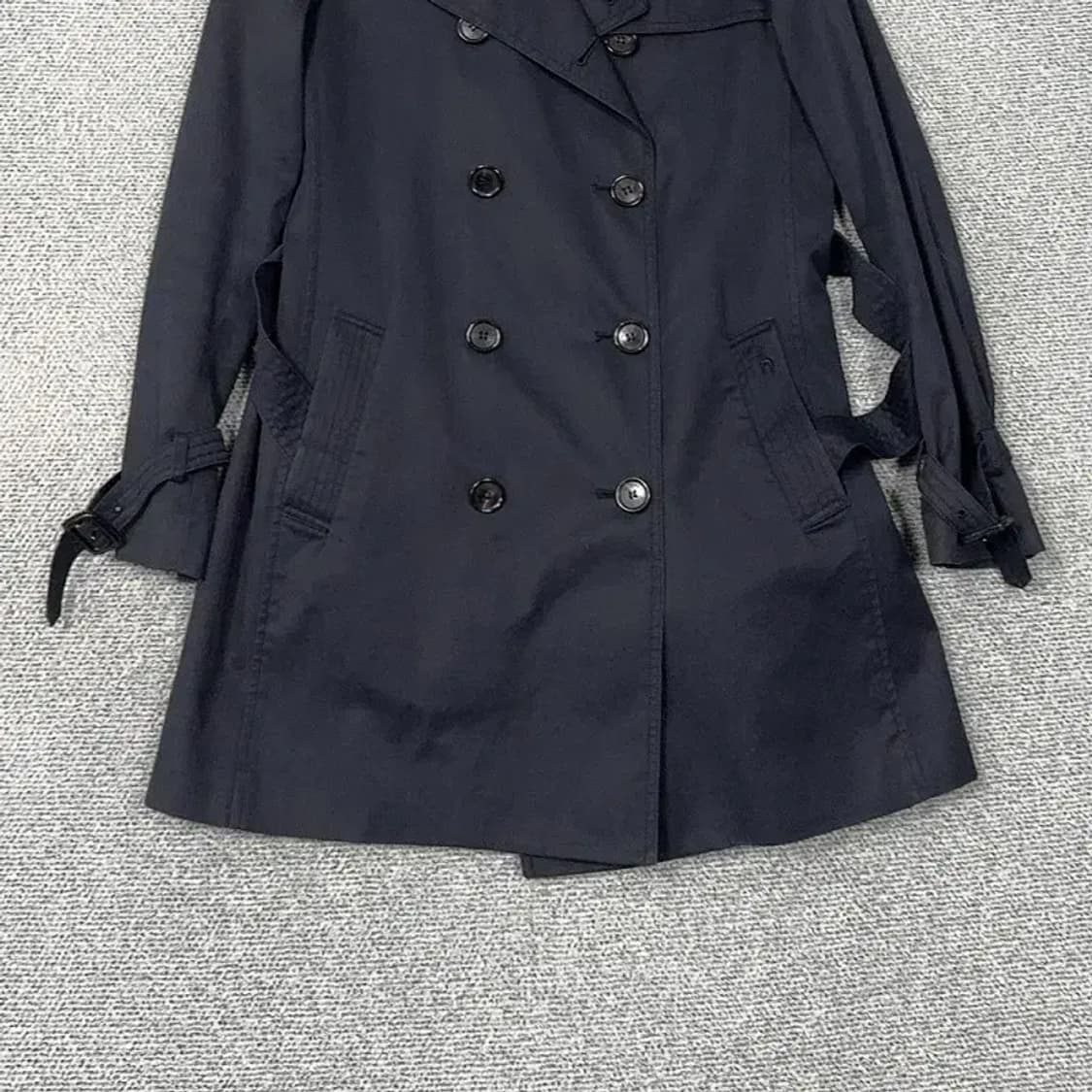 해지스 블랙 벨티드 트렌치코트 90-165 상품이미지4