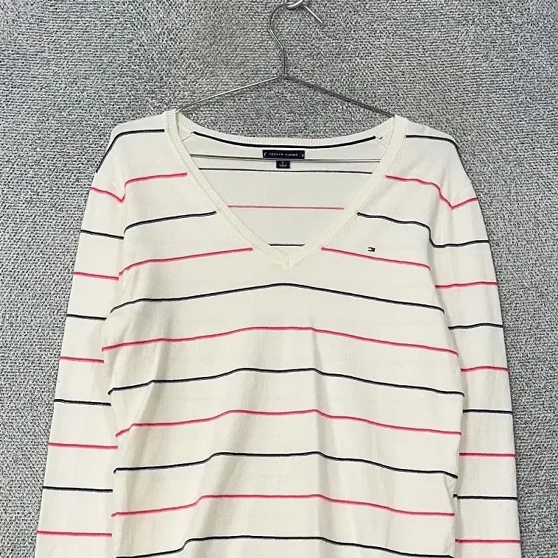 타미힐피거 브이넥 스트라이프 니트 M 상품이미지3