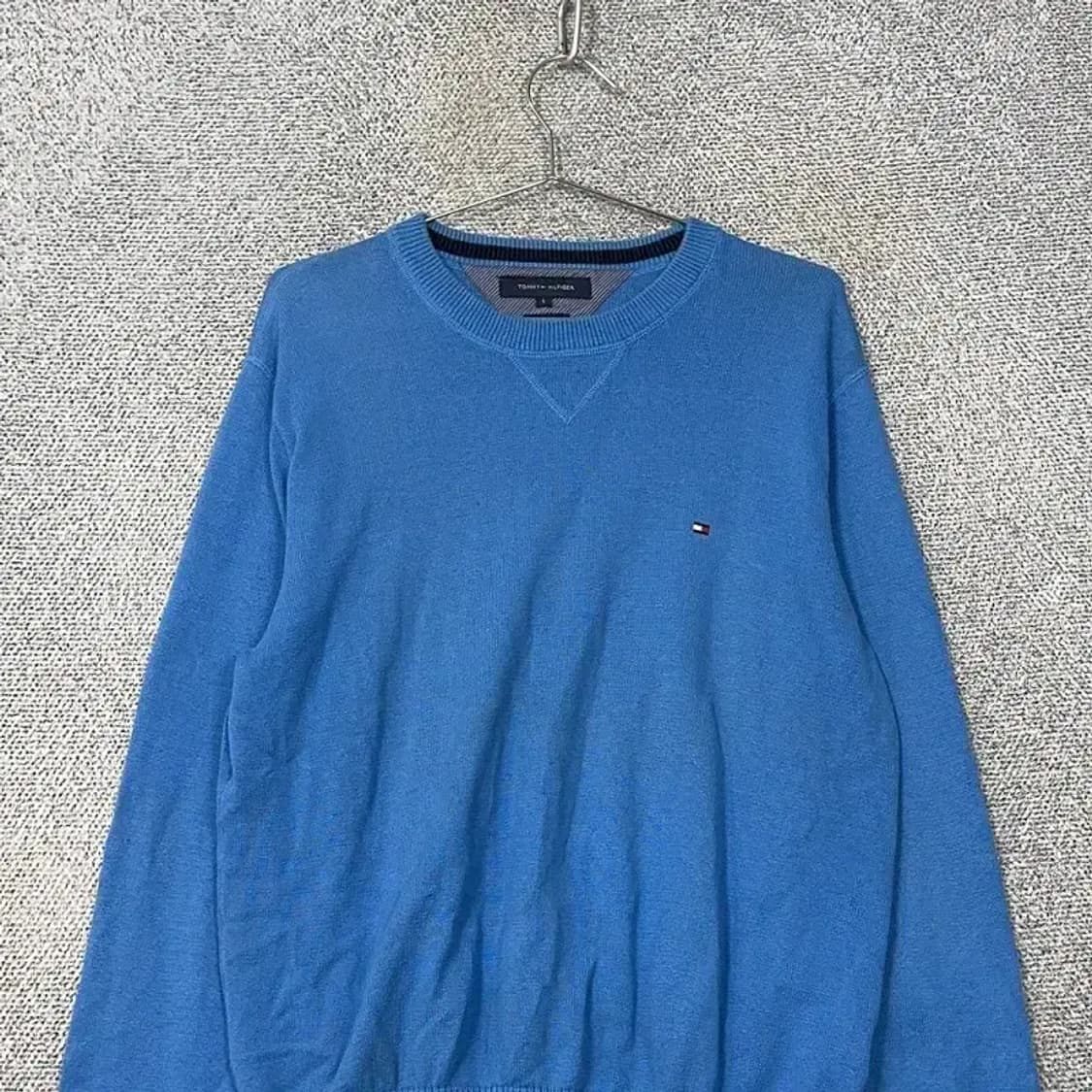 타미힐피거 로고 코튼 블루 니트 L 상품이미지3