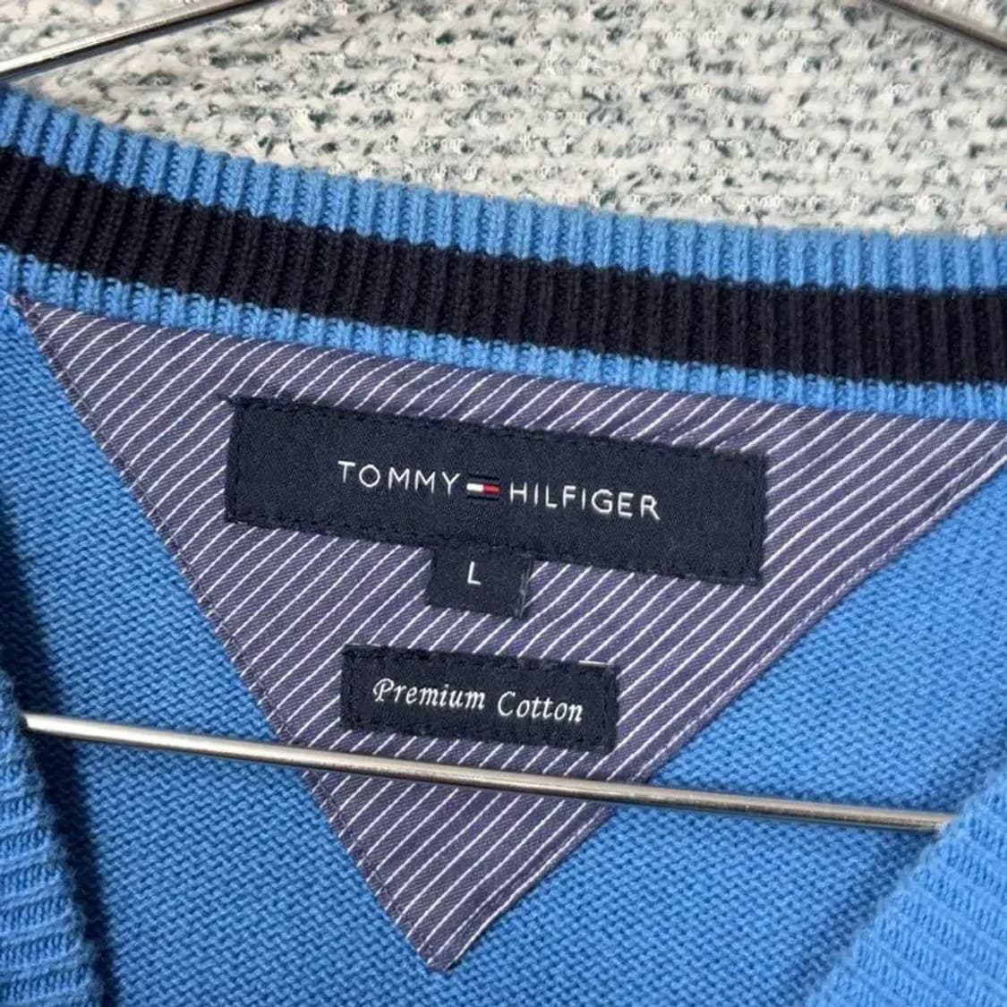 타미힐피거 로고 코튼 블루 니트 L 상품이미지5