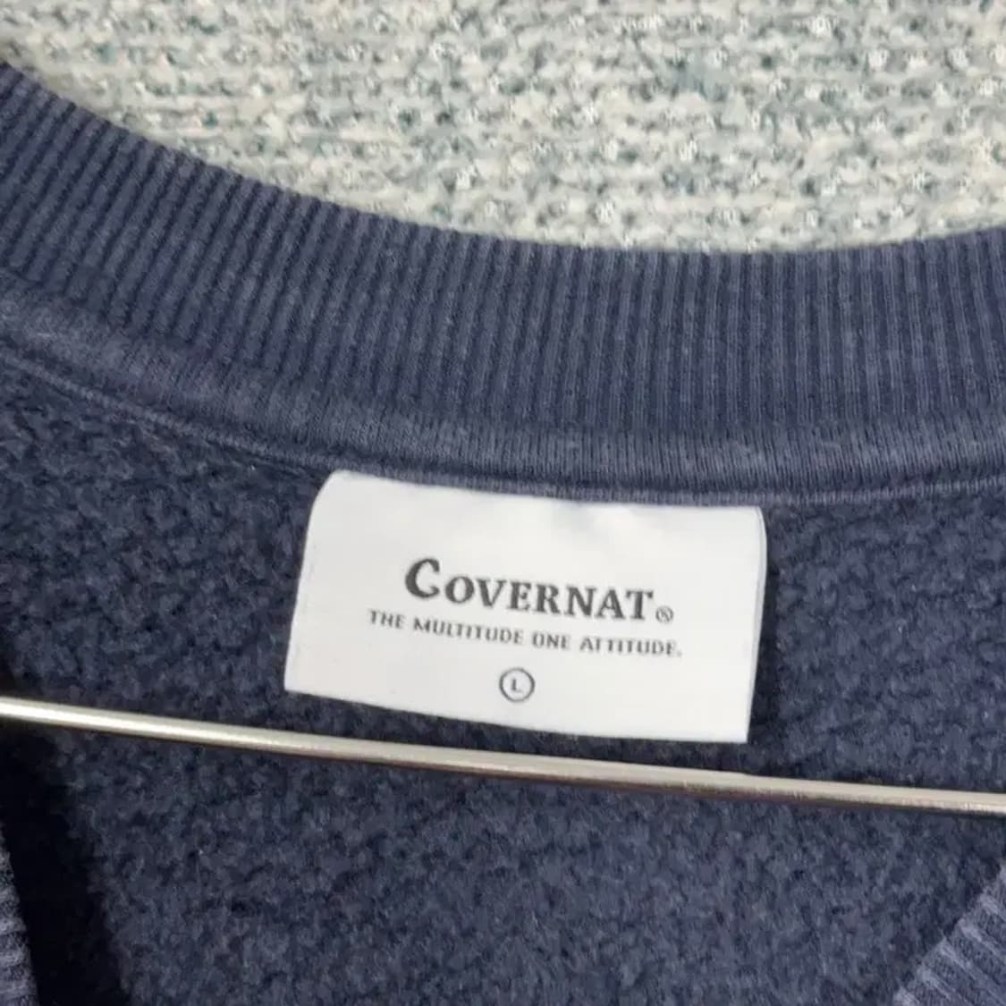 커버낫 로고 자수 네이비 맨투맨 L 상품이미지3