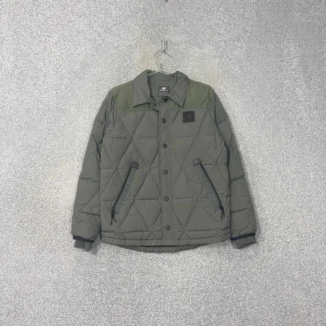 뉴발란스 카키 큐브 퀄팅 버튼 캐주얼 점퍼 90 상품이미지1