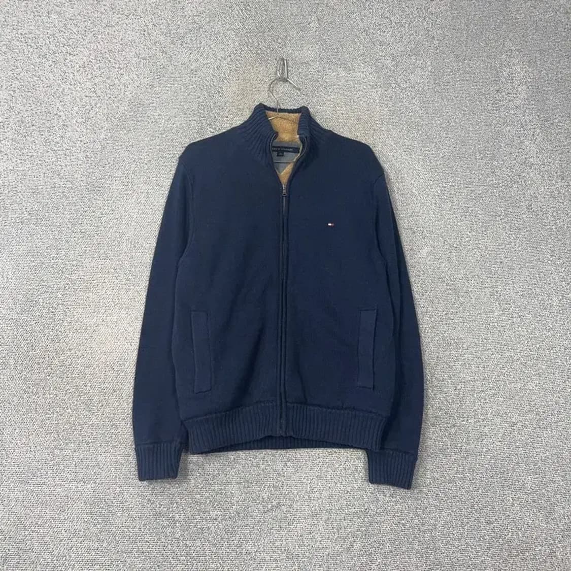 타미힐피거 네이비 로고 코튼 반집업 니트 집업 S 상품이미지1
