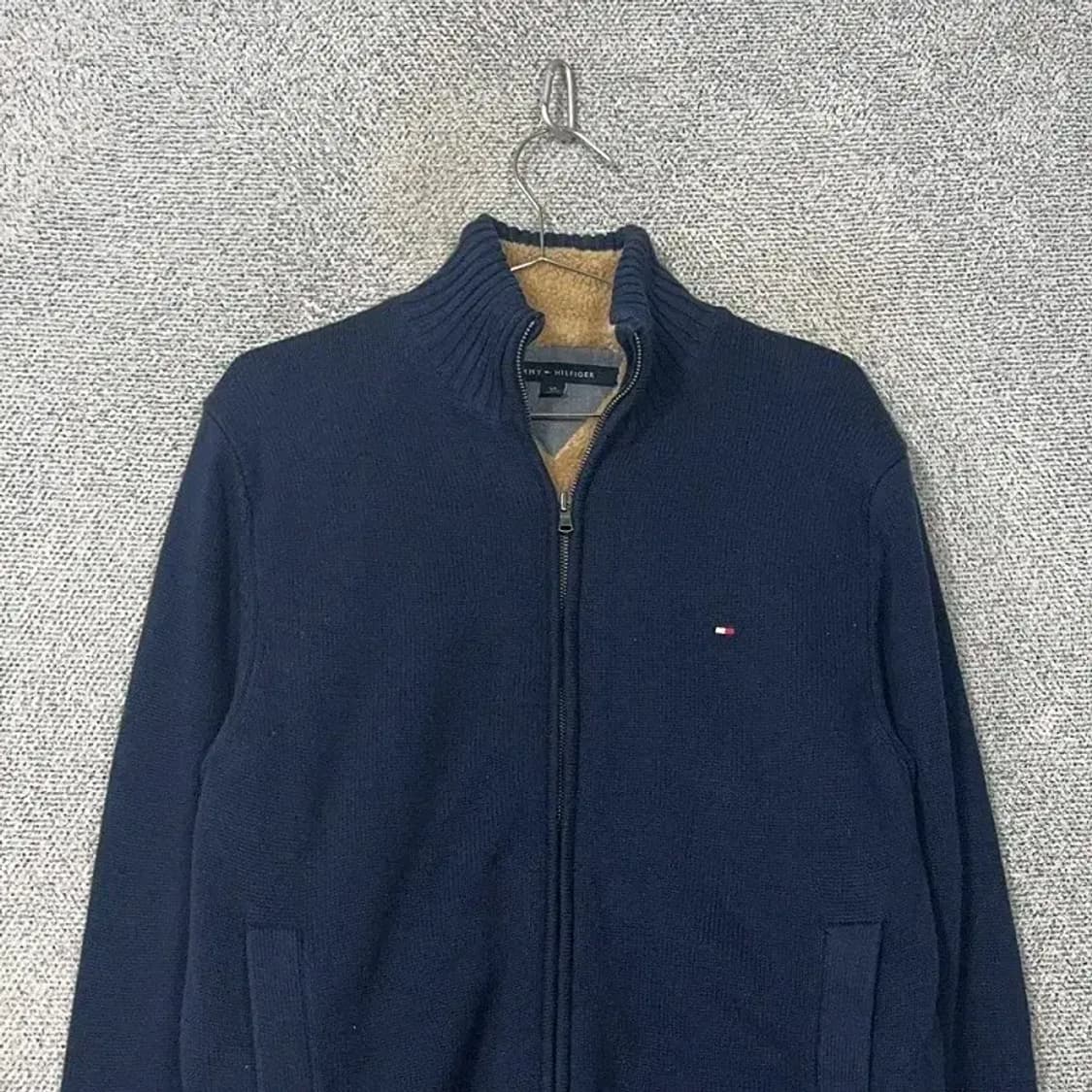 타미힐피거 네이비 로고 코튼 반집업 니트 집업 S 상품이미지3