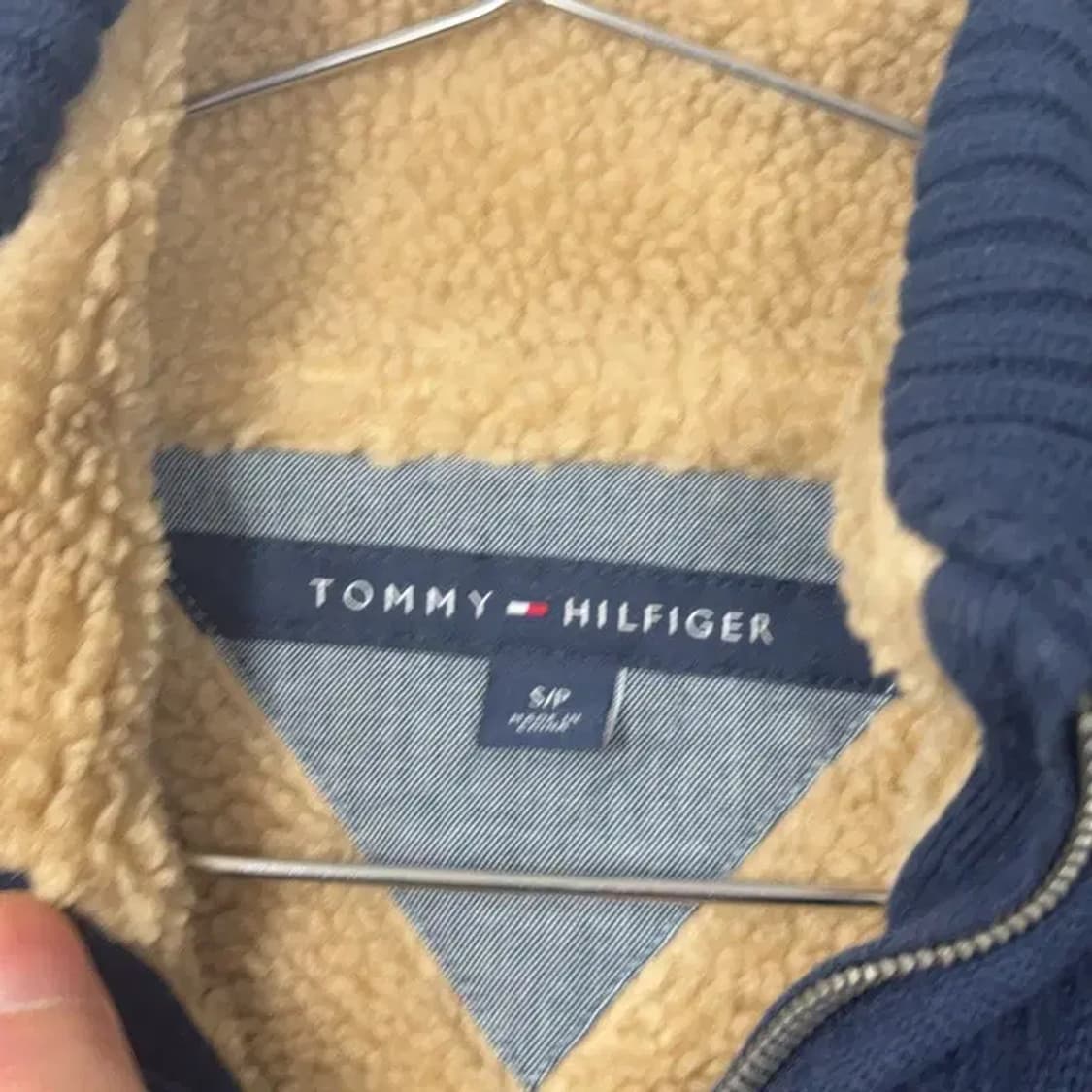 타미힐피거 네이비 로고 코튼 반집업 니트 집업 S 상품이미지5