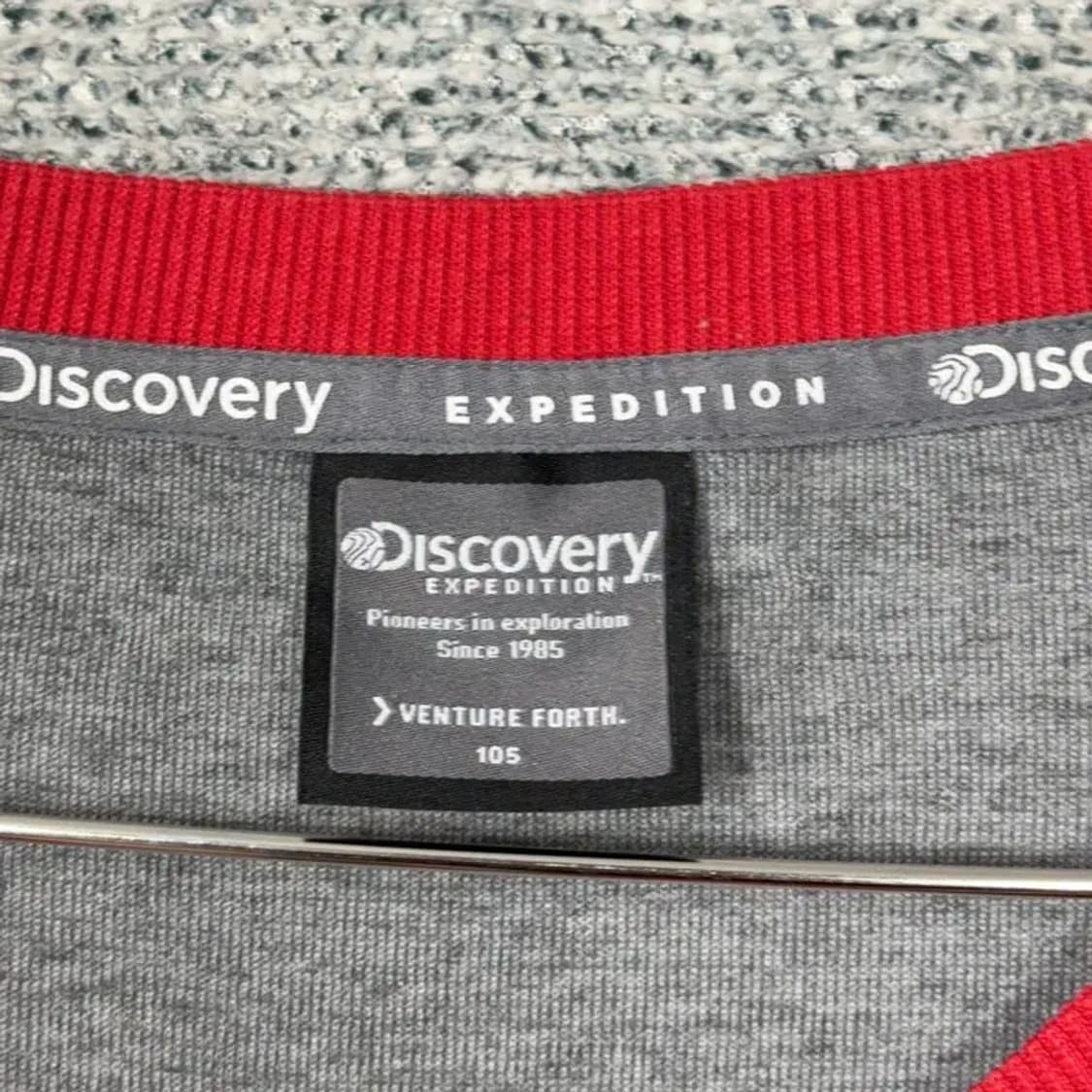 디스커버리 레드 스펠 로고 그레이 오버핏 맨투맨 L 상품이미지3