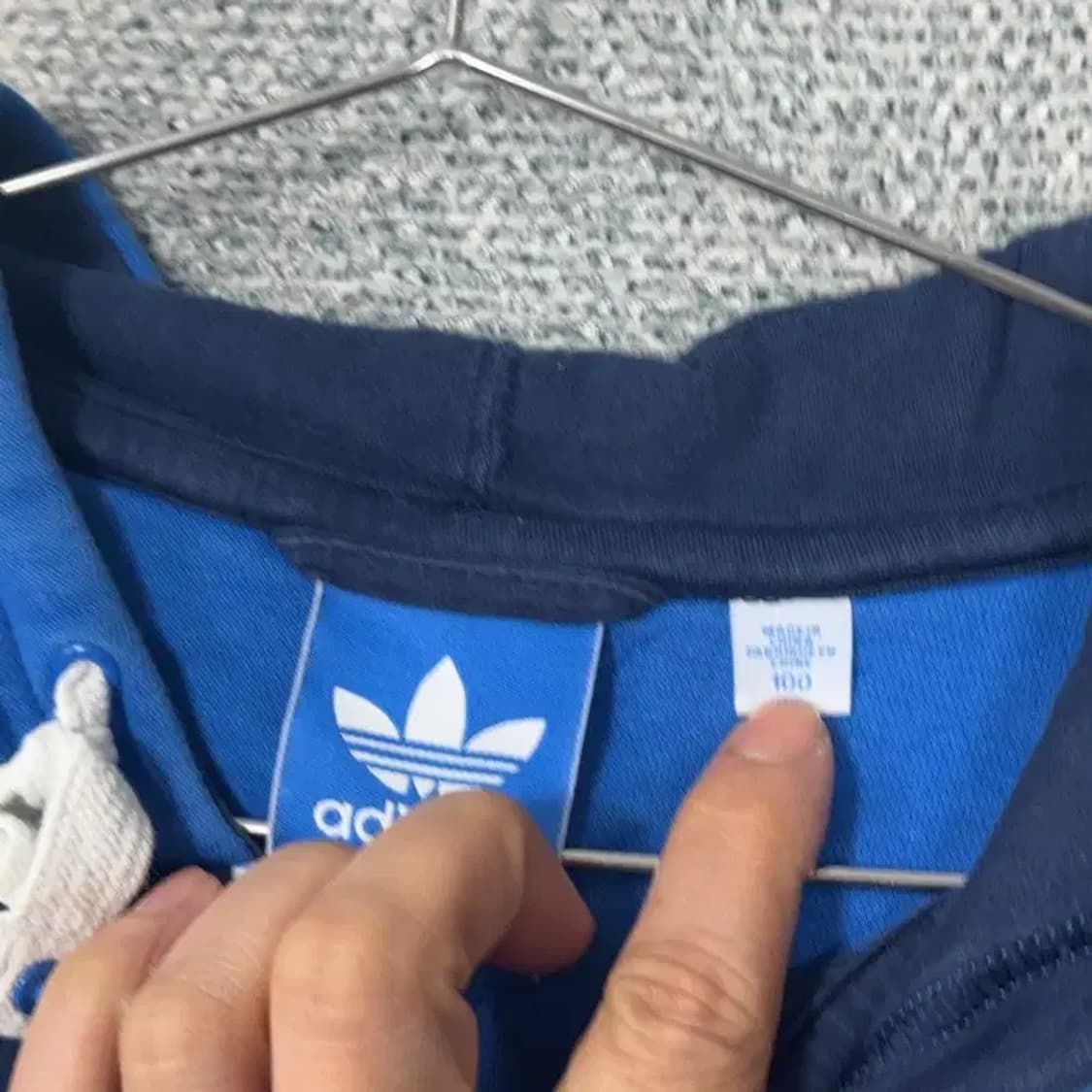 아디다스 블루 불꽃 로고 삼선 오버핏 후드집업 100 상품이미지3