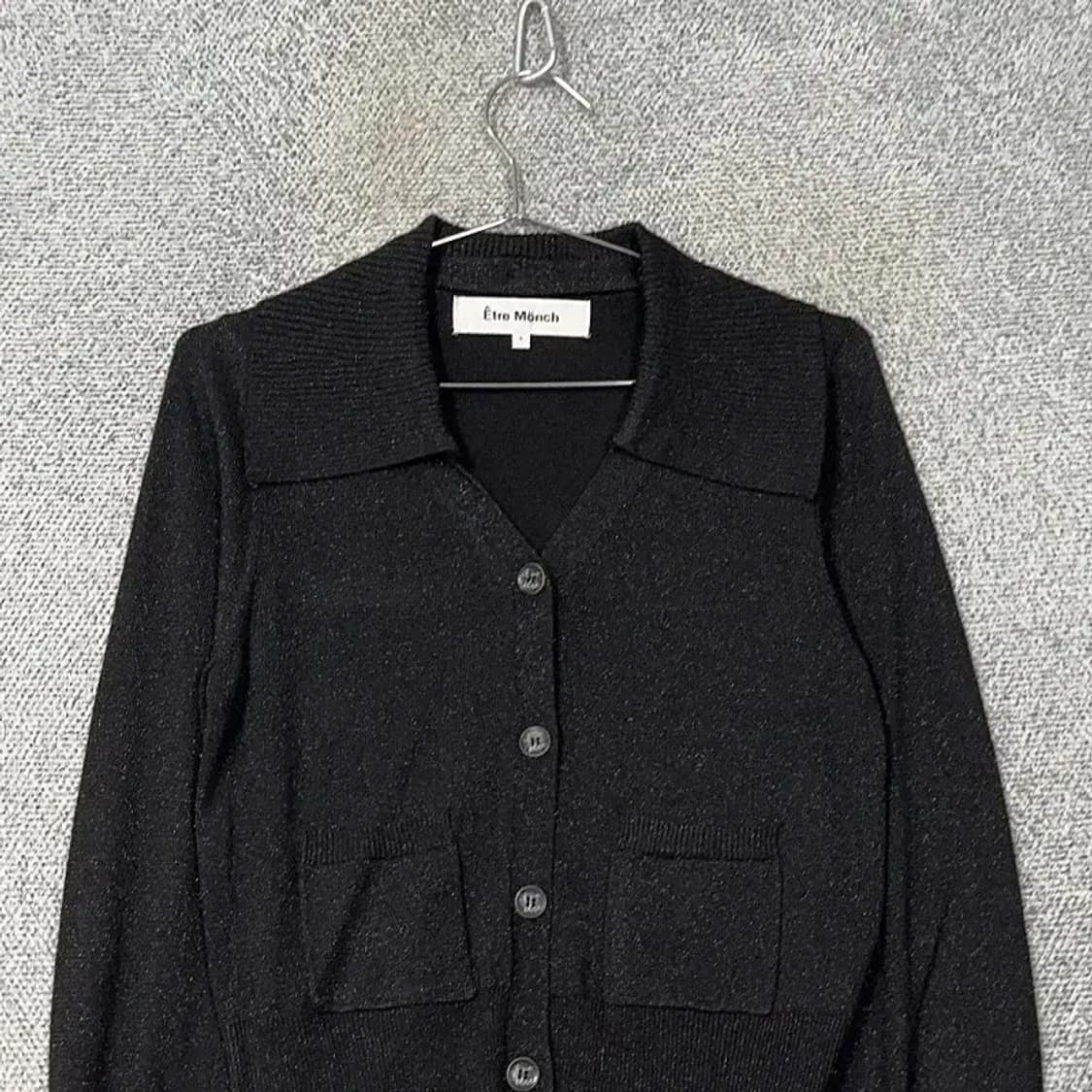 에트르몽크여성 블랙 카라 가디건 S 상품이미지3
