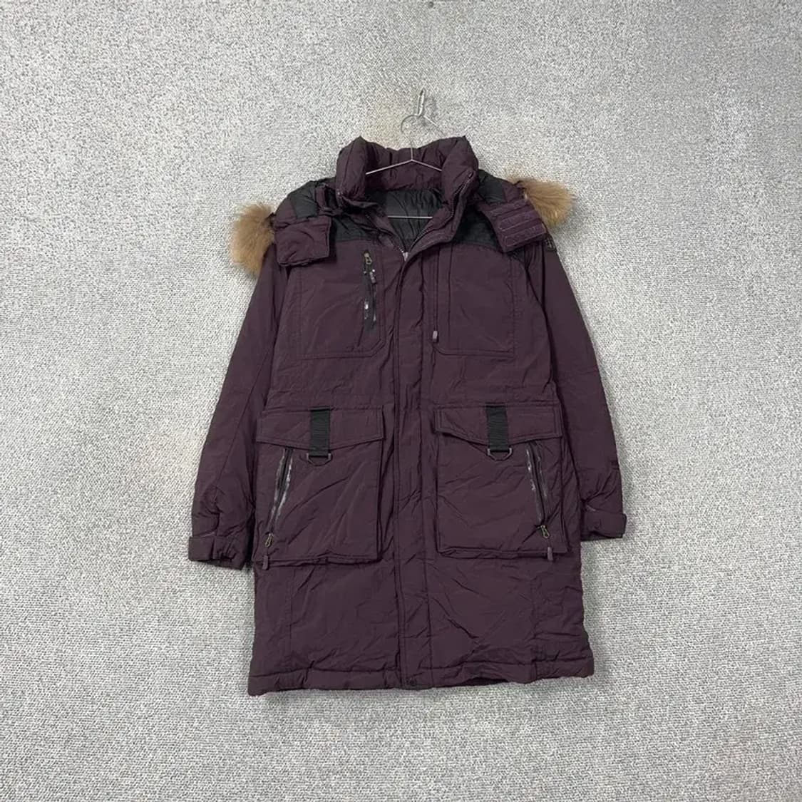 코오롱 여성 구스다운 퍼플 퍼 롱패딩 90 상품이미지1