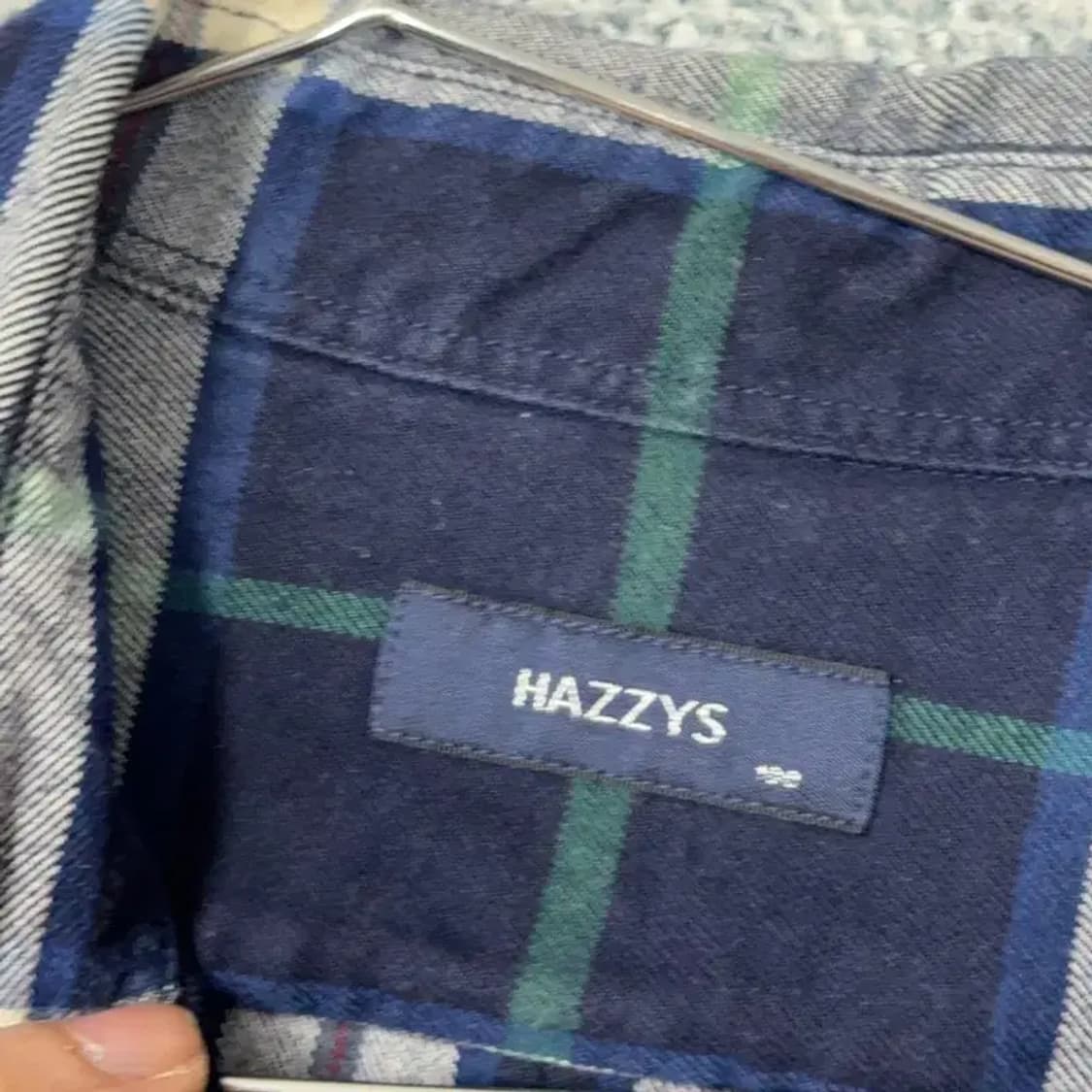 해지스 체크 네이비 로고 코튼 셔츠 100 상품이미지3