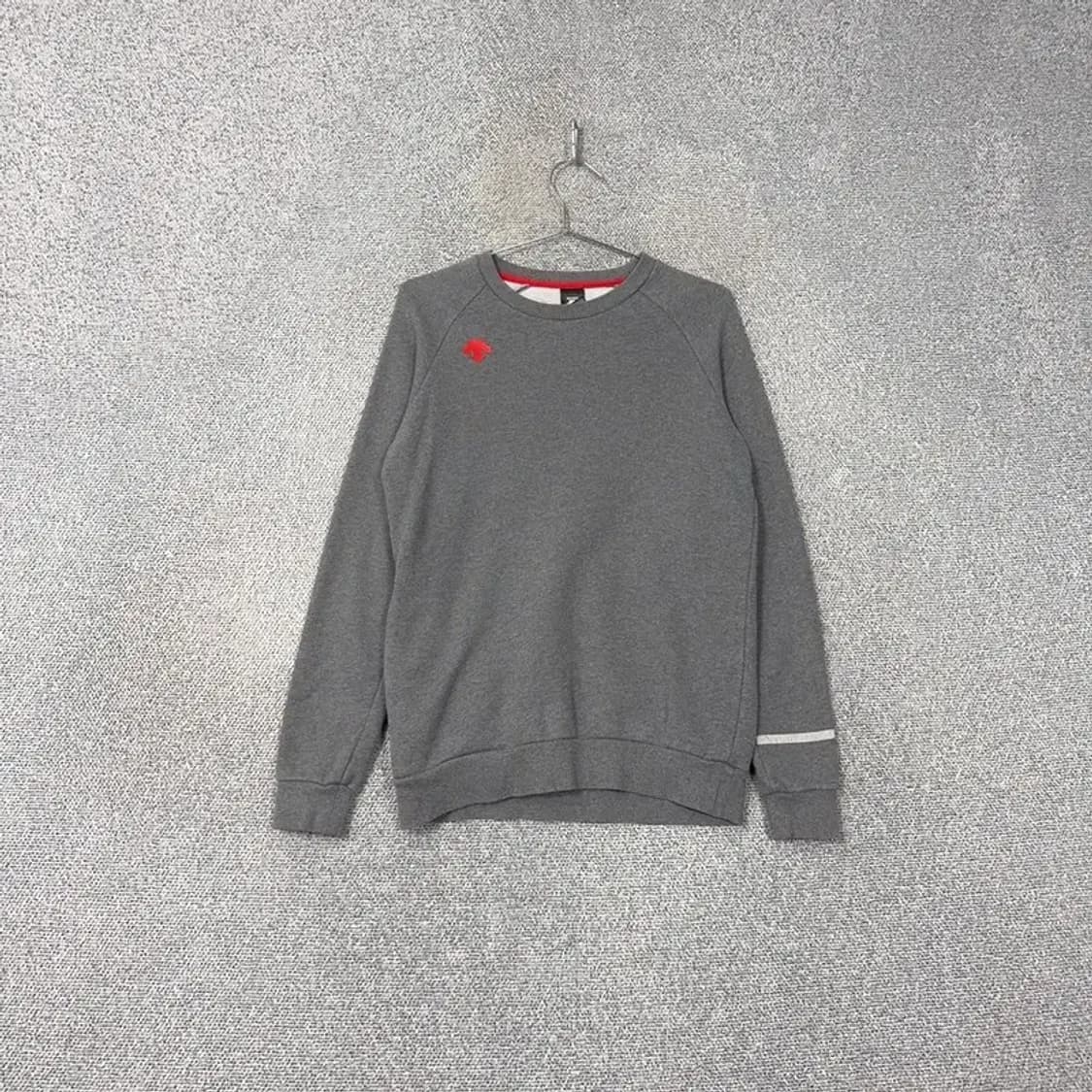 데상트 로고 캐주얼 그레이 맨투맨 XS 상품이미지1