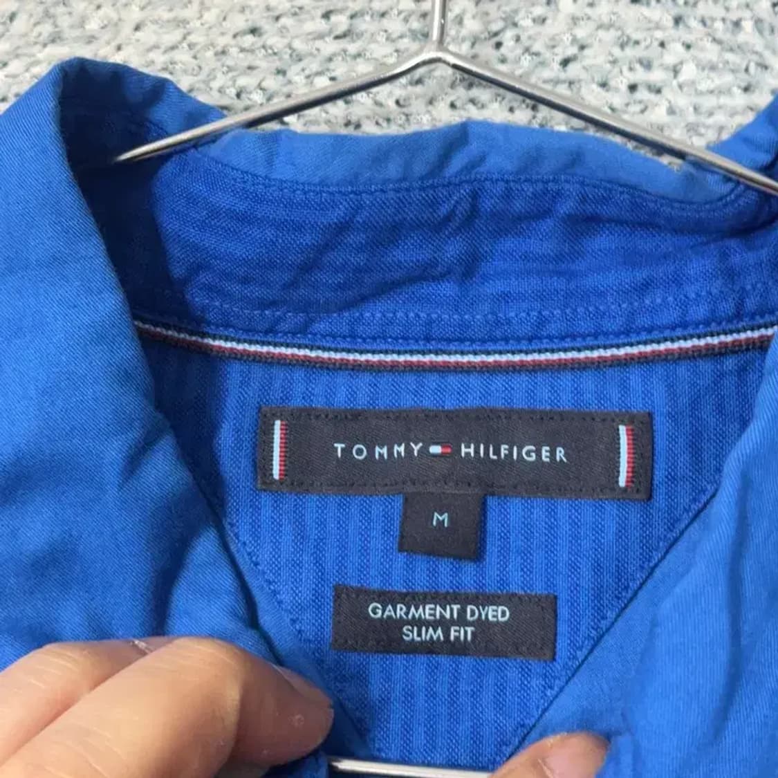 타미힐피거 블루 로고 코튼 셔츠 M 상품이미지3