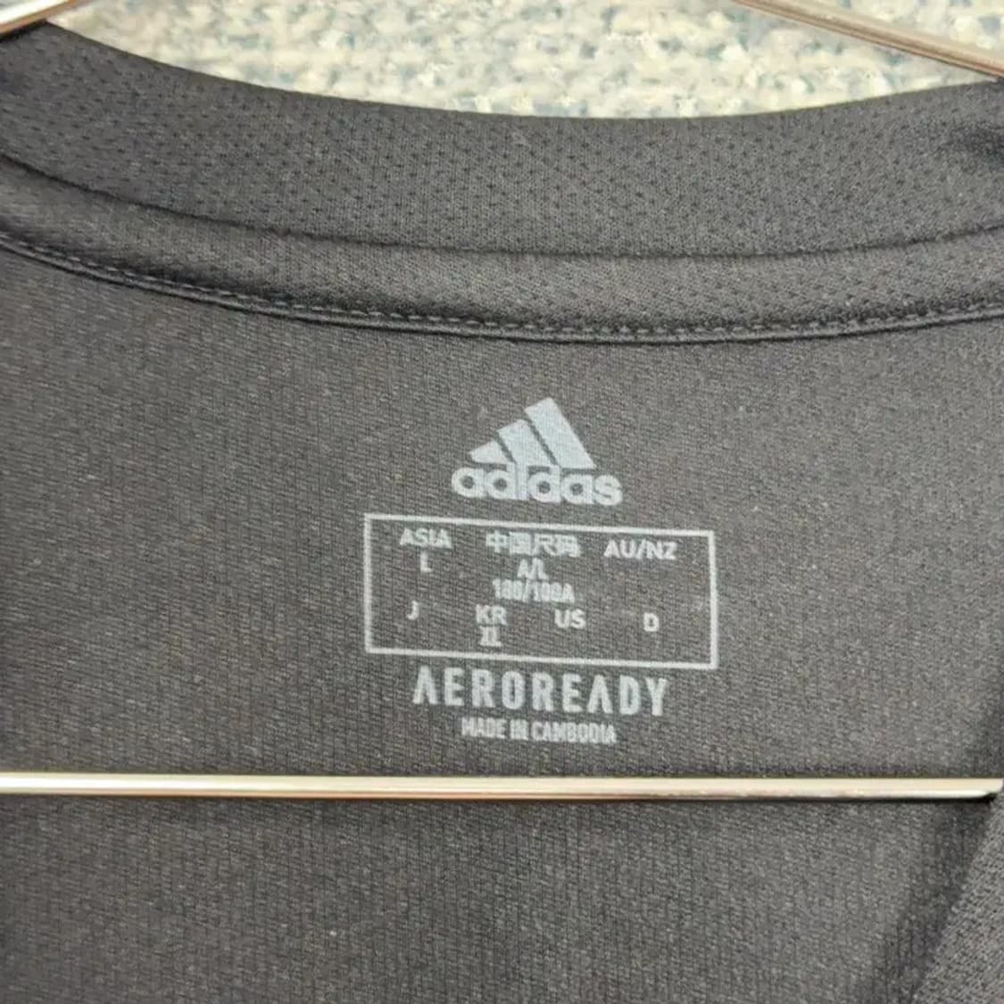 아디다스 로고 삼선 블랙 기능성 긴팔티 XL 상품이미지3