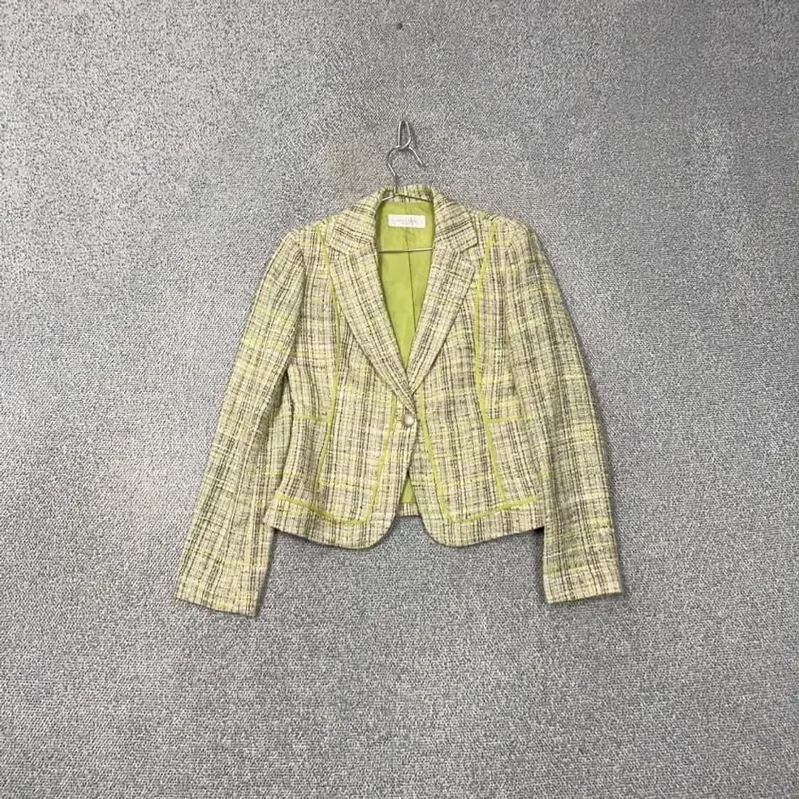 쉬스미스 라이트 그린 체크 클래식 여성 트위드 블레이저 자켓 66 상품이미지1