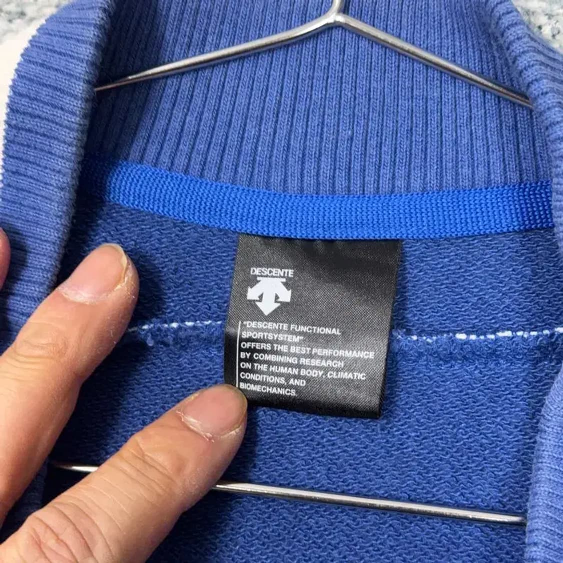 데상트 로고 블루 스타디움 자켓 M 상품이미지5