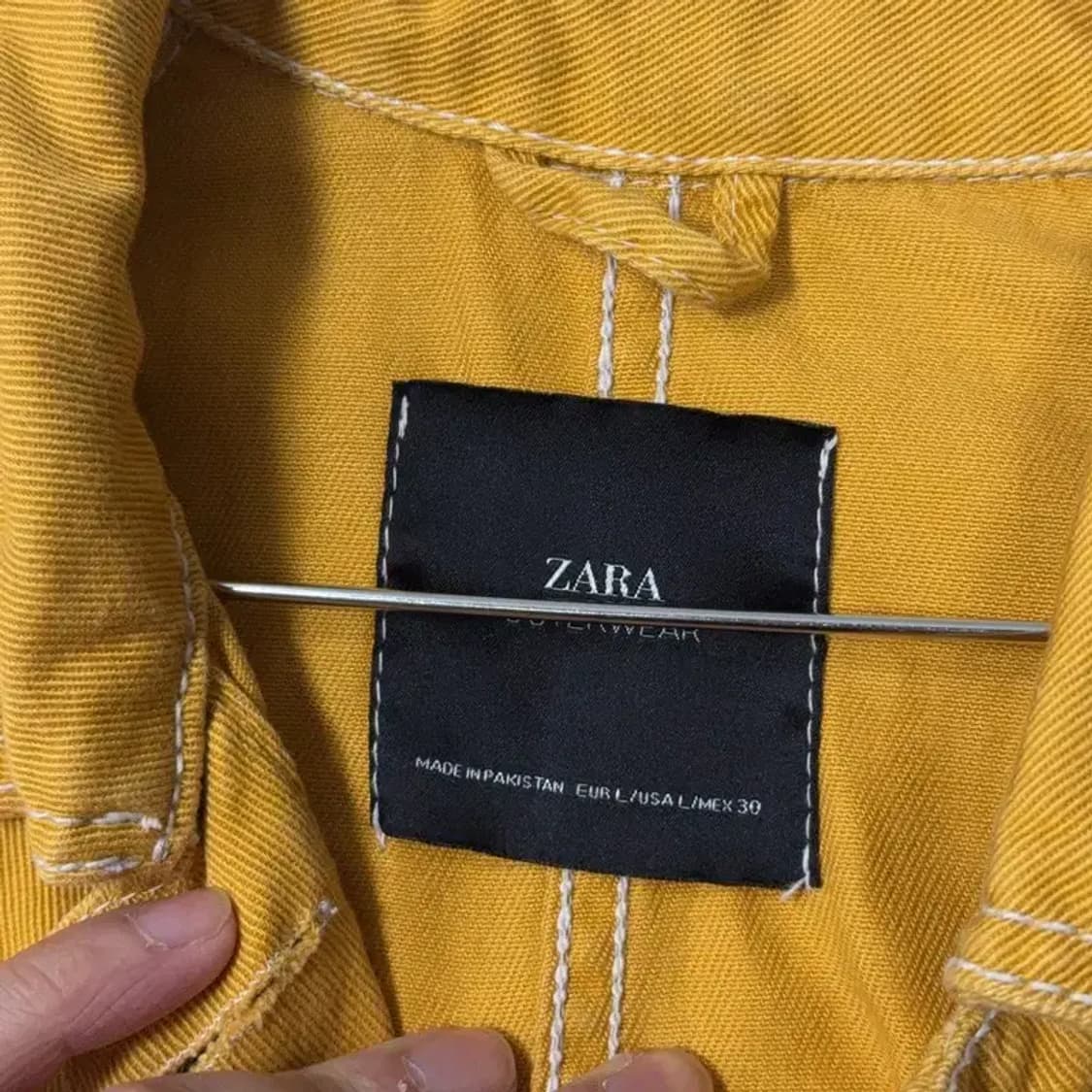 자라 포켓 옐로우 코튼 자켓 L 상품이미지3