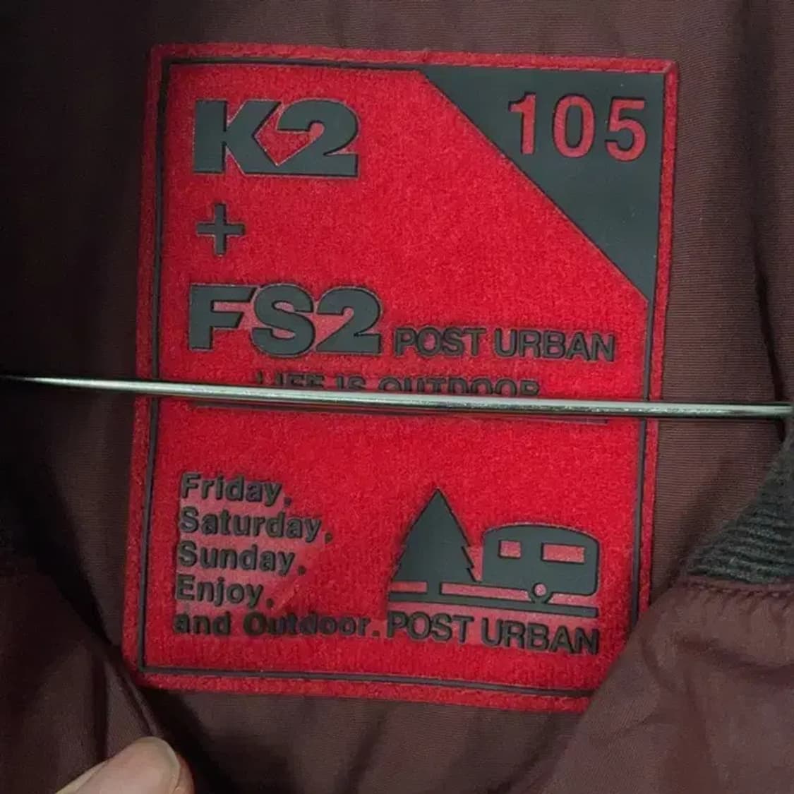 K2 로고 버건디 덕다운 오리털 패딩 점퍼 105 상품이미지4