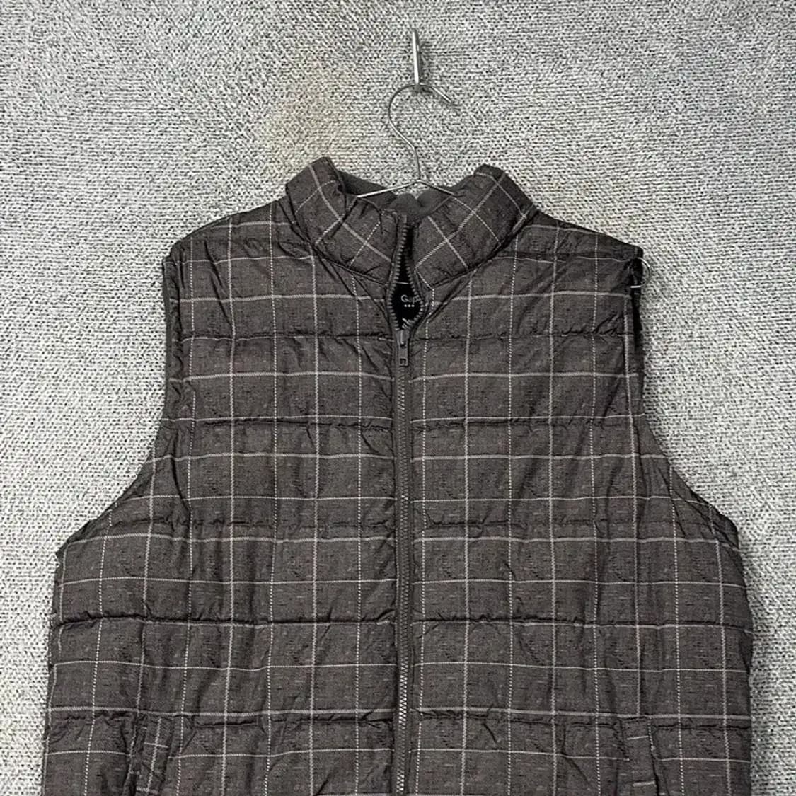 갭 체크 캐주얼 그레이 패딩 조끼 G 상품이미지3