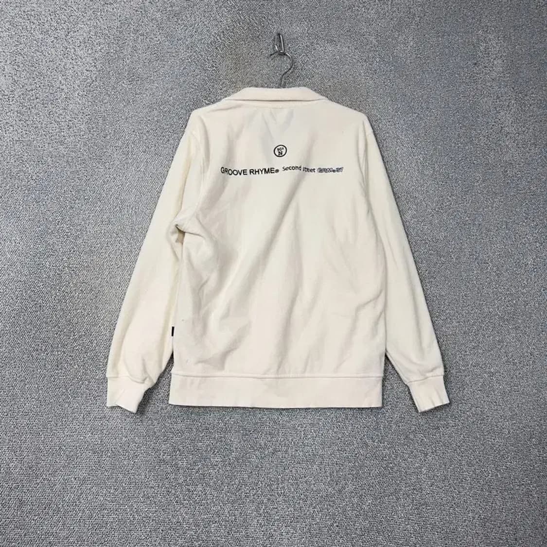 그루브라임 캐주얼 반집업 화이트 맨투맨 M 상품이미지2