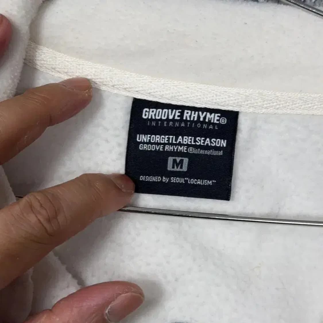그루브라임 캐주얼 반집업 화이트 맨투맨 M 상품이미지3