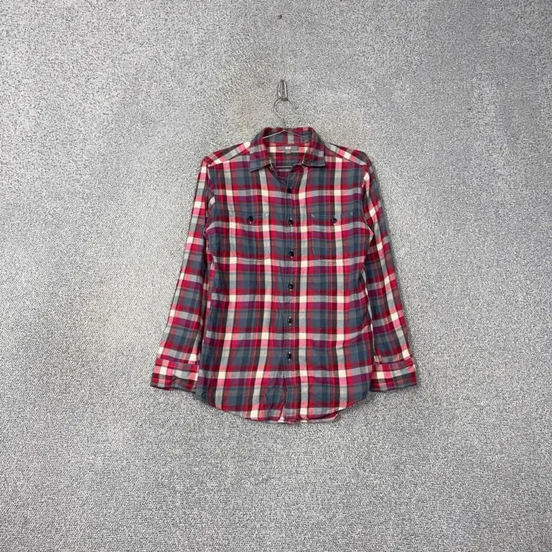 유니클로 투포켓 레드 체크 남방 S 상품이미지1