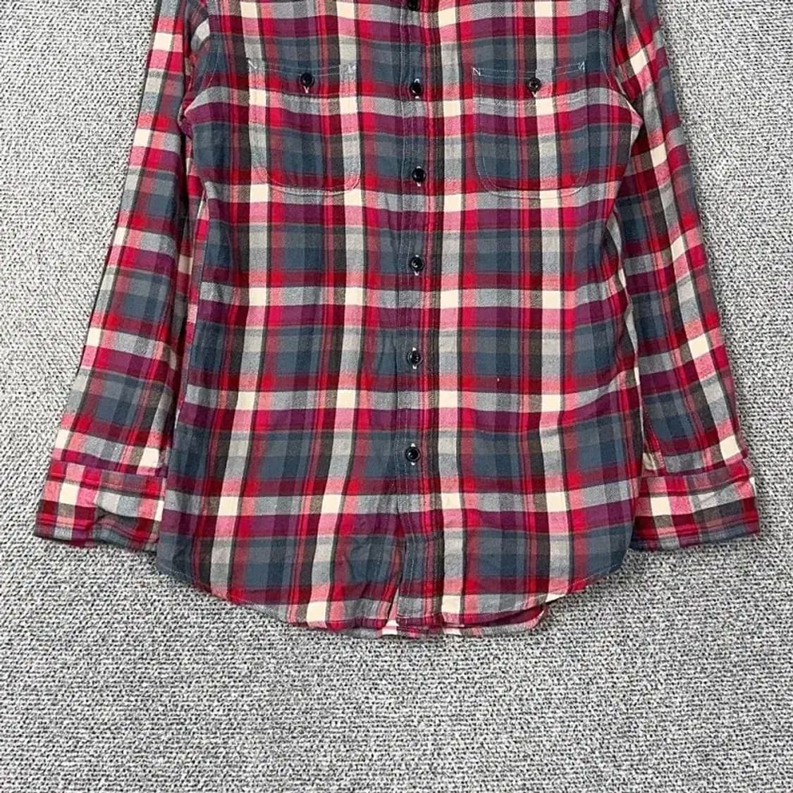 유니클로 투포켓 레드 체크 남방 S 상품이미지4