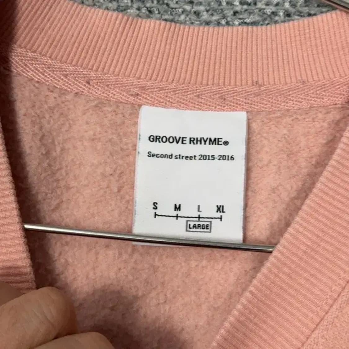 그루브라임 스펠 로고 연핑크 코튼 맨투맨 L 상품이미지3
