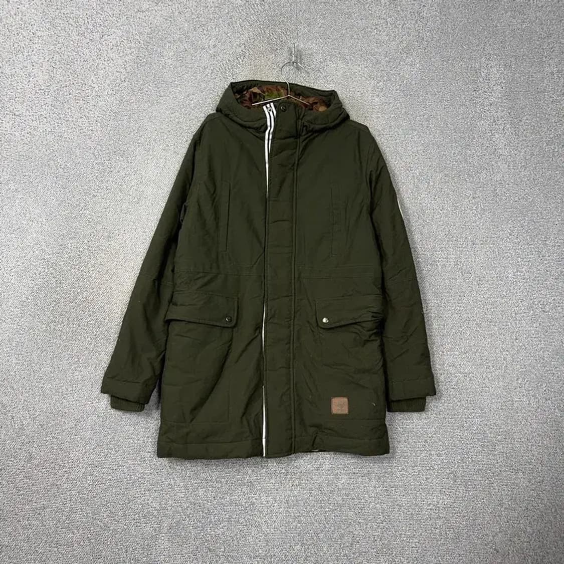 아디다스 레더 로고 덕다운 카키 카모 파카 패딩 90 상품이미지1