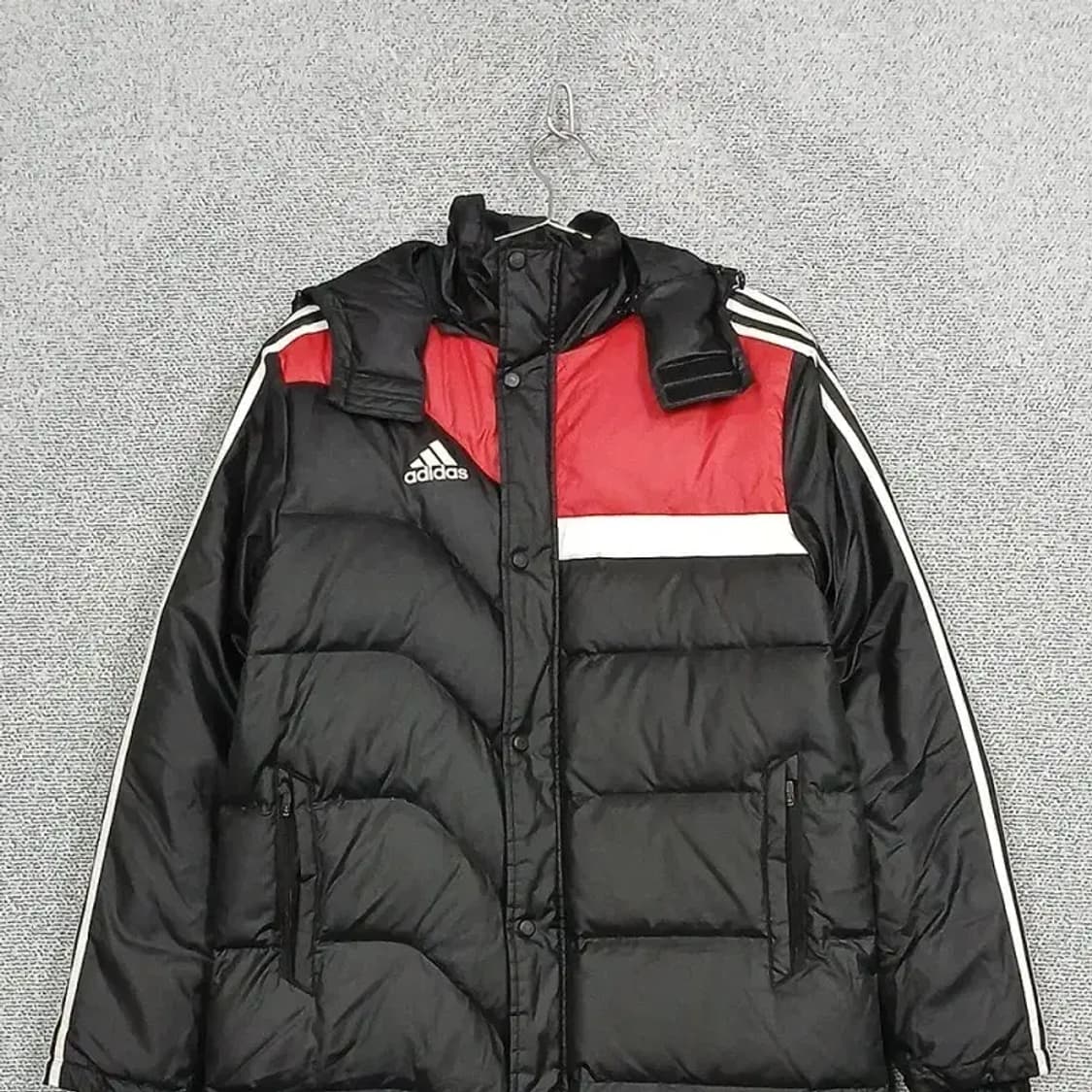 아디다스 블랙 로고 삼선 덕다운 롱패딩 95 상품이미지3
