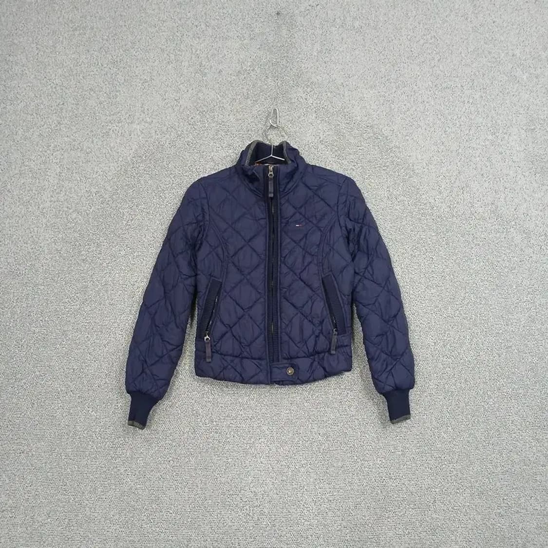 타미힐피거 네이비 로고 퀄팅 누빔 점퍼 자켓 XS 상품이미지1
