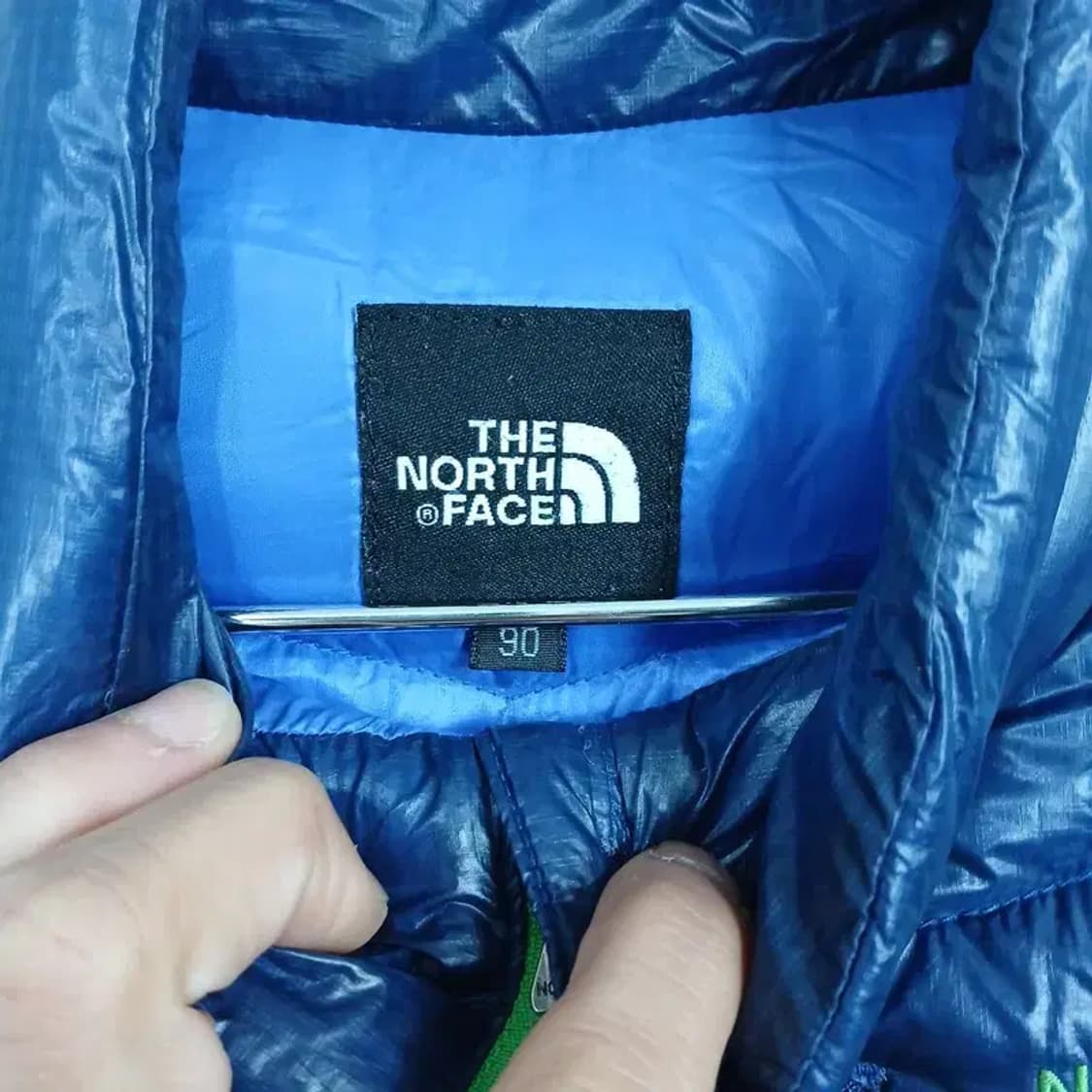 노스페이스 네이비 로고 구스다운 거위털 경량 패딩 90 상품이미지4