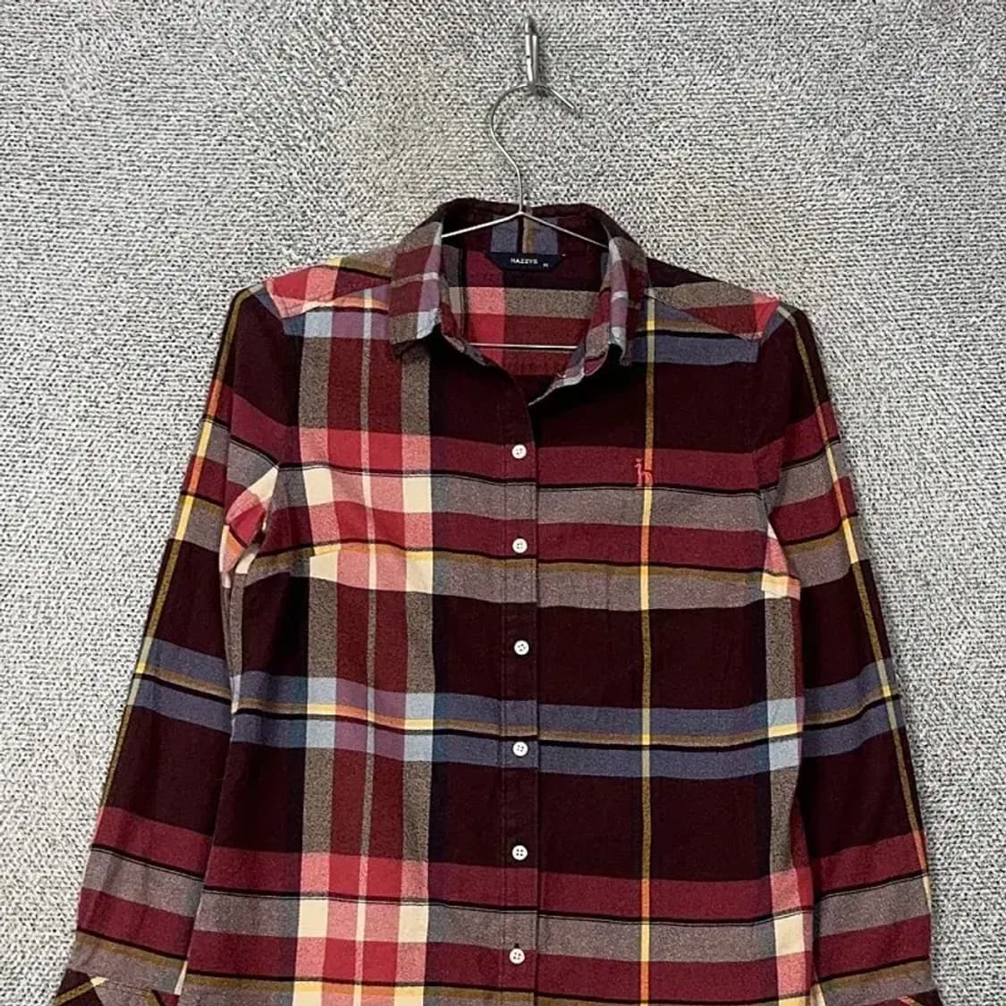 해지스 로고 버건디 체크 셔츠 85 상품이미지3