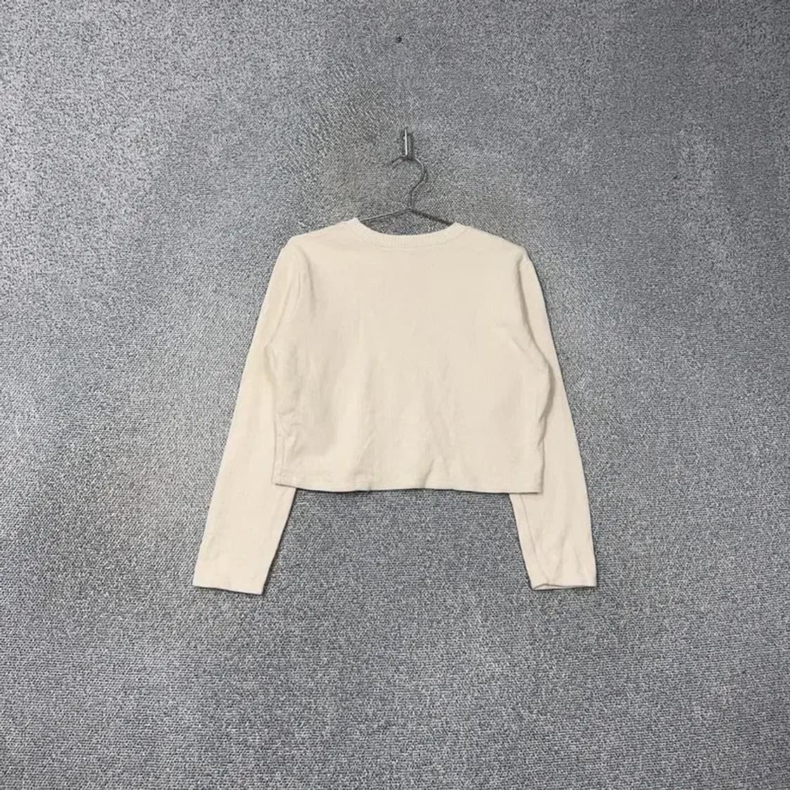 자라 크림 크루넥 골지 크롭 긴팔티 S 상품이미지2