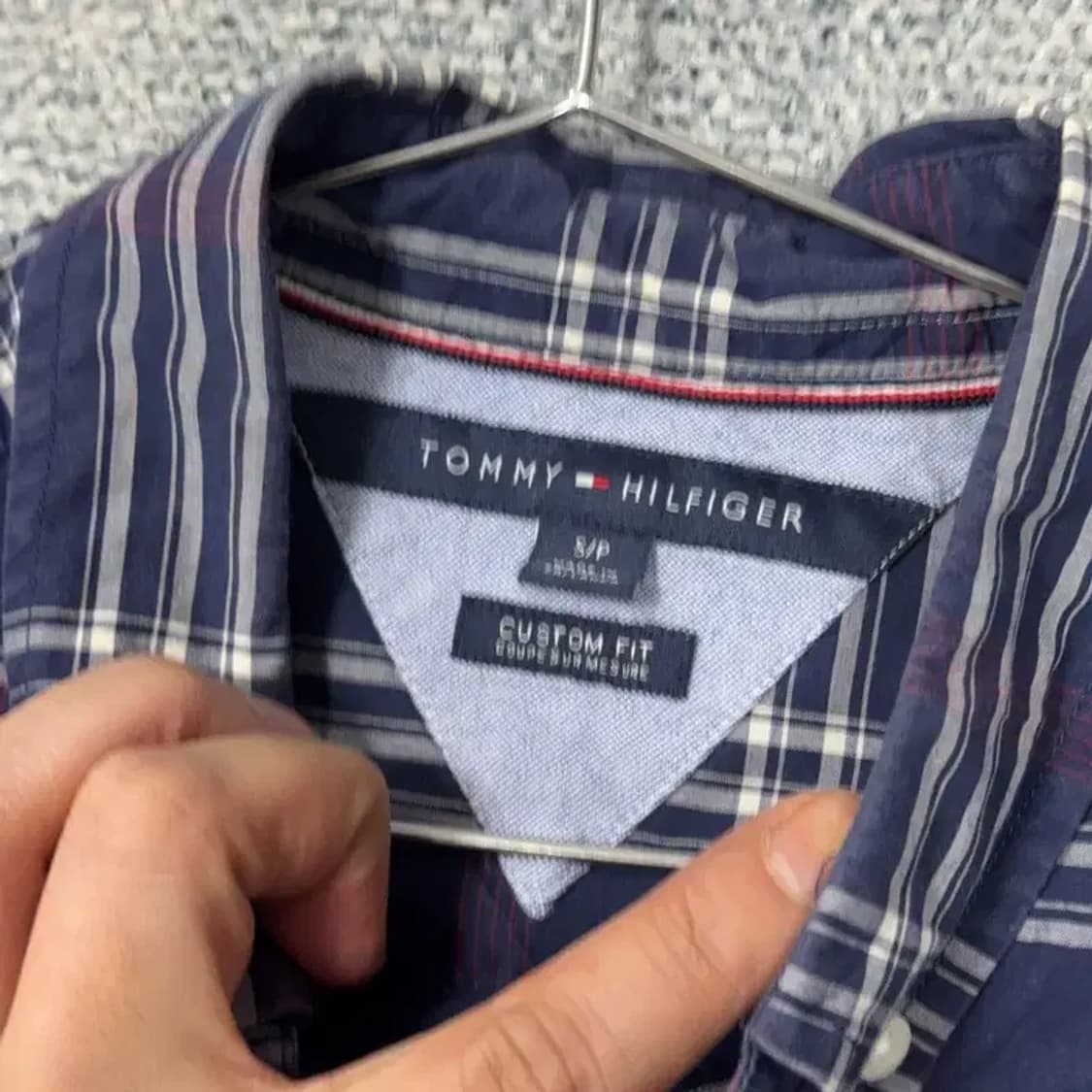타미힐피거 캐주얼 체크 네이비 셔츠 S 상품이미지6