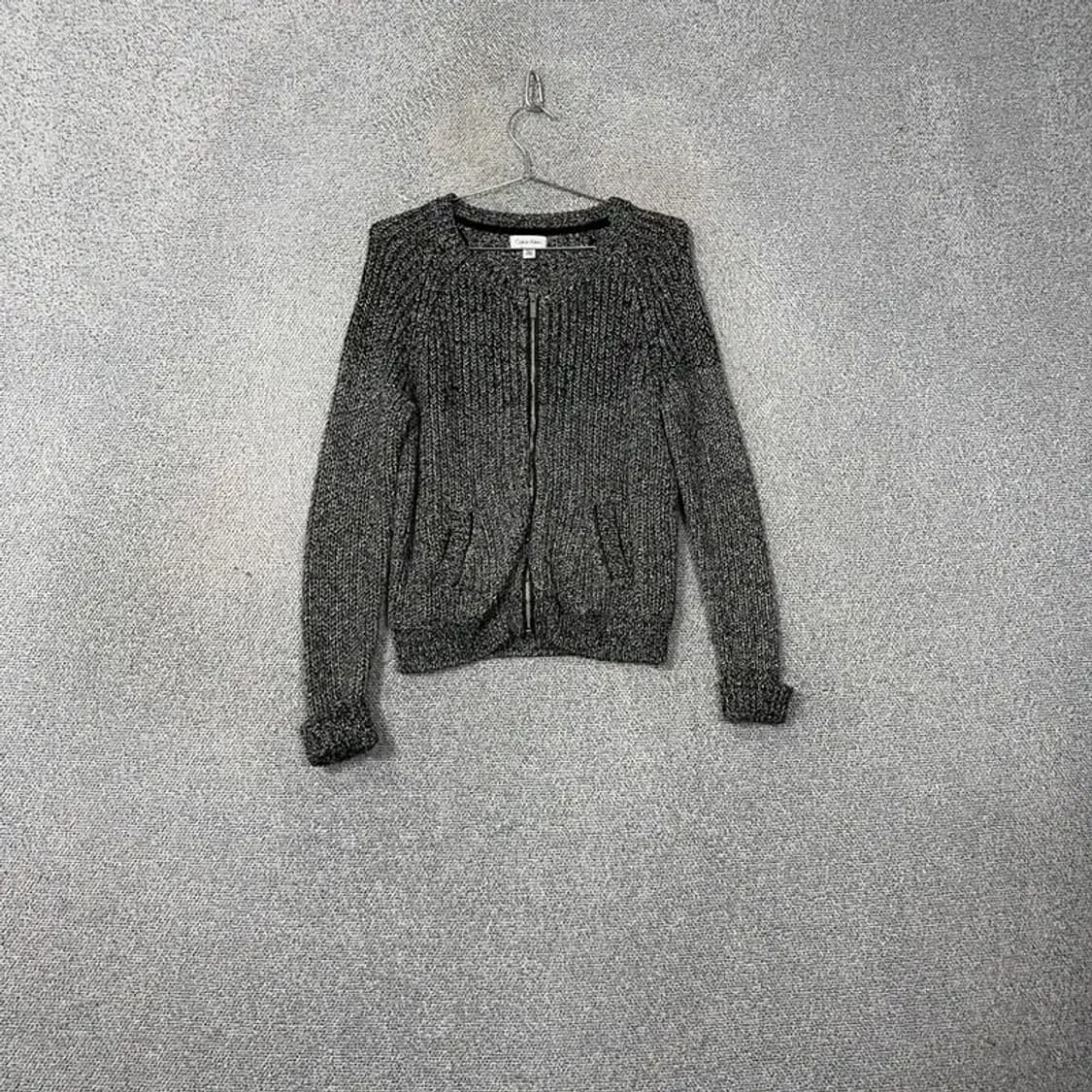 캘빈클라인 그레이 배색 코튼 니트 집업 S 상품이미지1