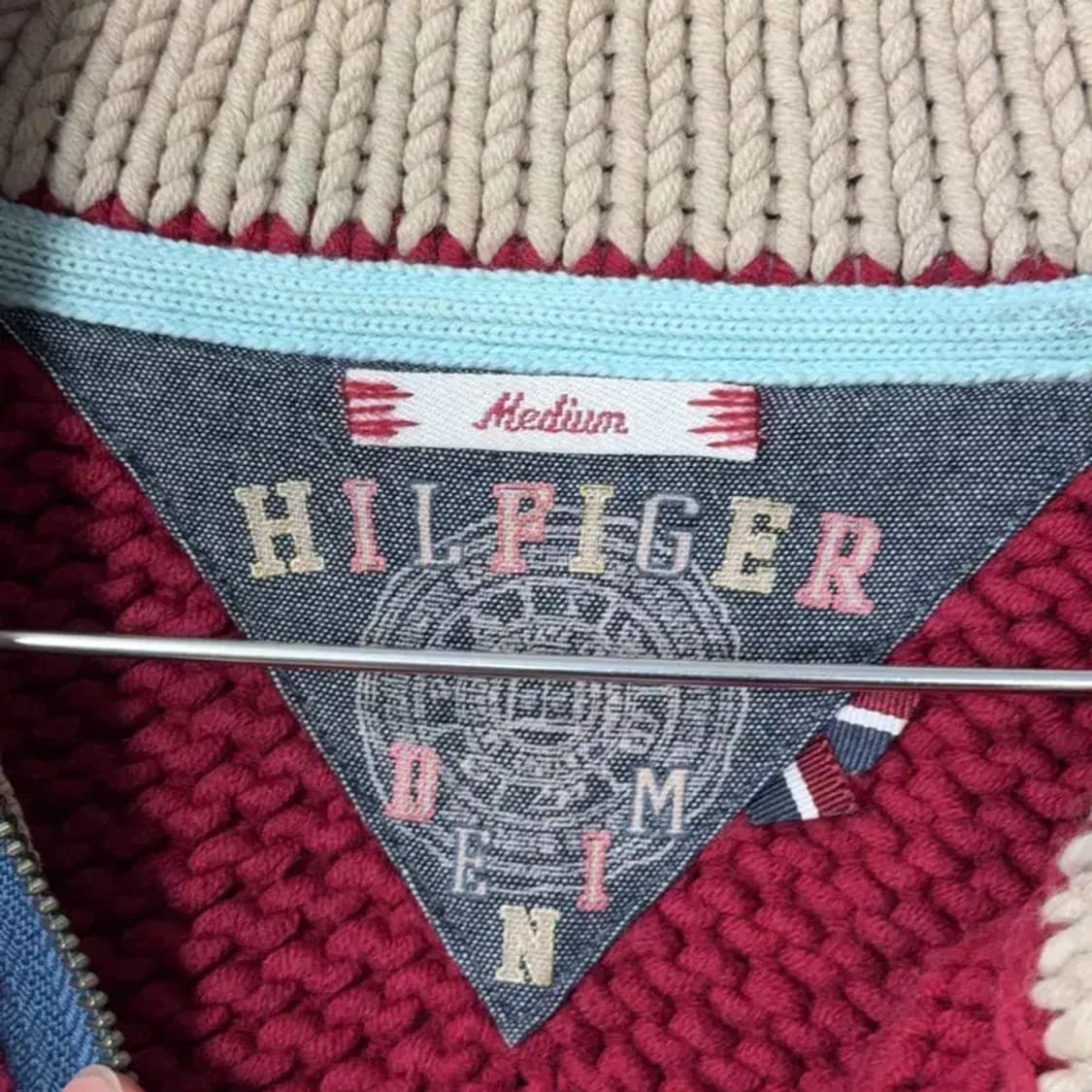 타미힐피거 레드 빈티지 사이드 반집업 니트 M 상품이미지5