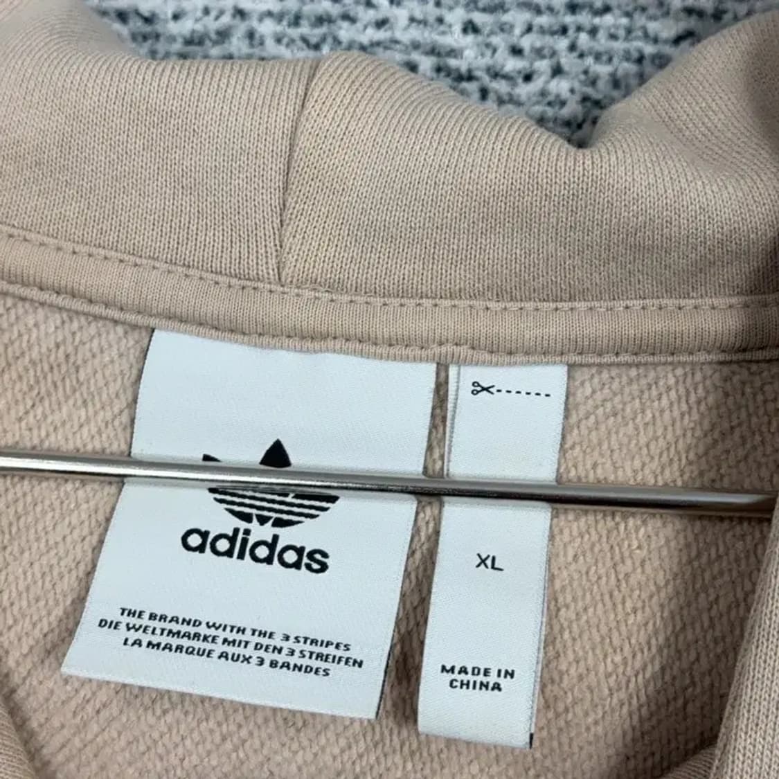 아디다스 베이지 센터 로고 오버핏 후드티 XL 상품이미지4