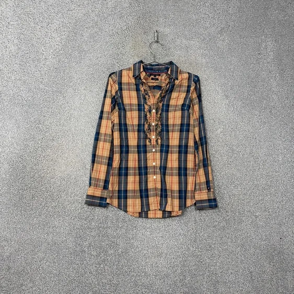 타미힐피거 여성 빈티지 레이스 체크 셔츠 XS 상품이미지1