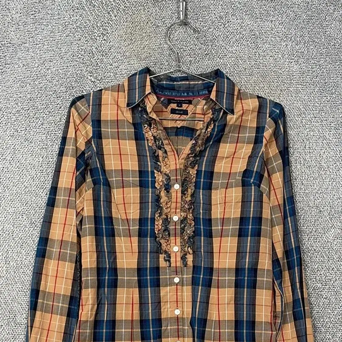 타미힐피거 여성 빈티지 레이스 체크 셔츠 XS 상품이미지3