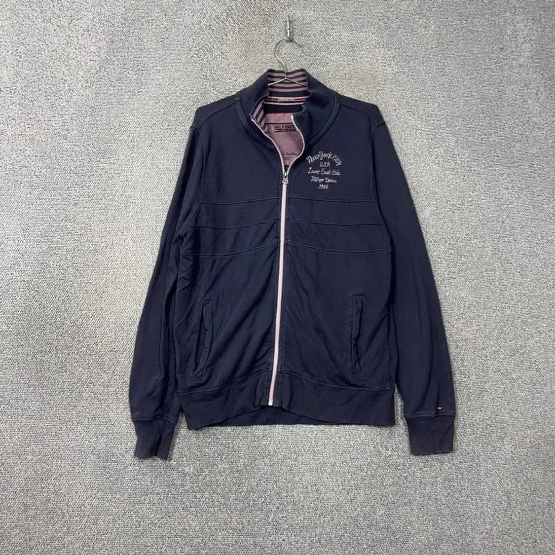 타미힐피거 자수 로고 코튼 네이비 집업 L 상품이미지1