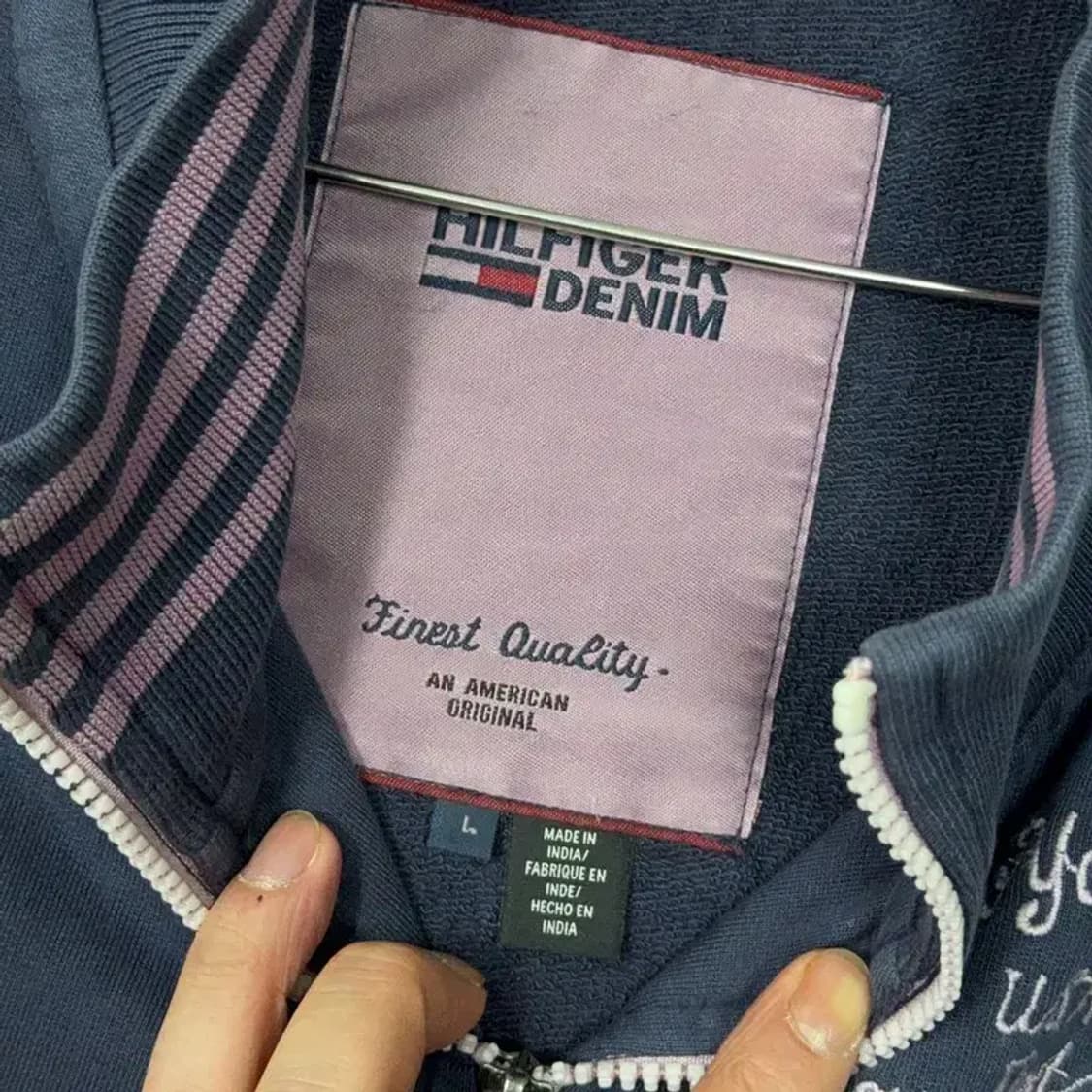 타미힐피거 자수 로고 코튼 네이비 집업 L 상품이미지5