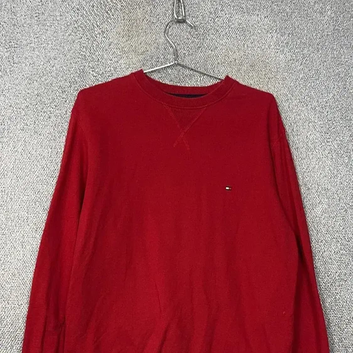 타미힐피거 스몰 로고 레드 맨투맨 M 상품이미지3
