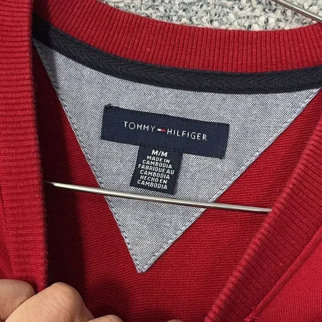 타미힐피거 스몰 로고 레드 맨투맨 M 상품이미지5