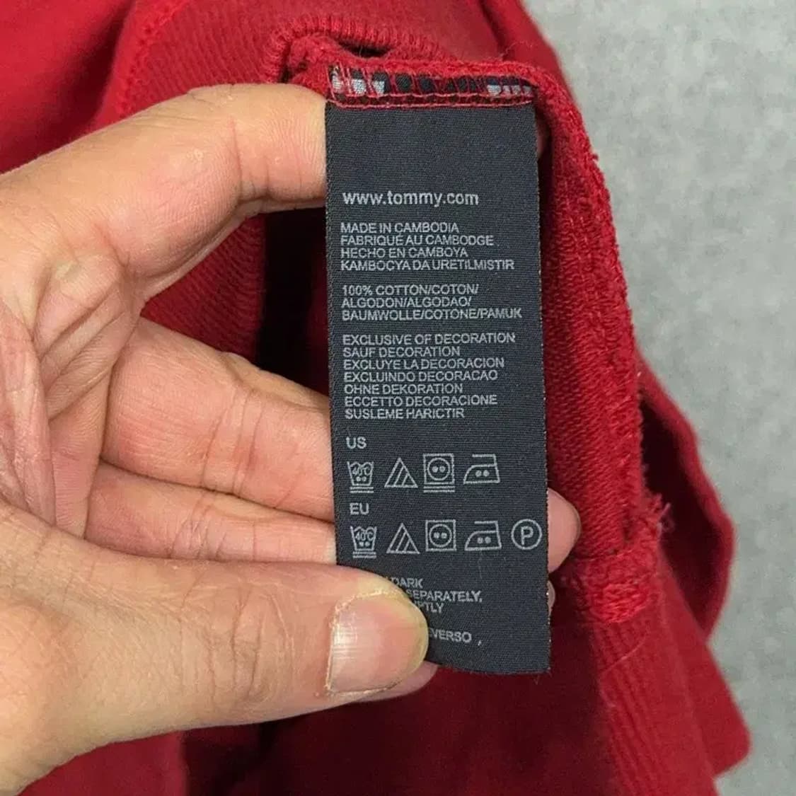 타미힐피거 스몰 로고 레드 맨투맨 M 상품이미지6