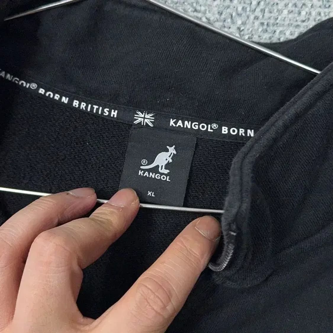 캉골 로고 반집업 블랙 맨투맨 XL 상품이미지5