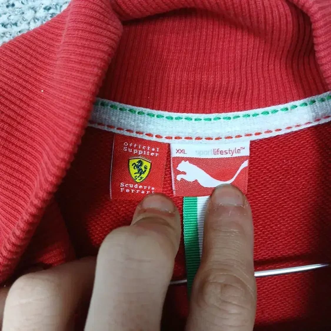 푸마 페라리 레드 로고 코튼 집업 저지 XXL 상품이미지3