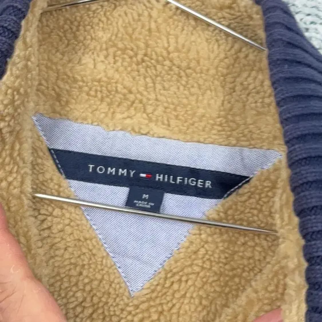 타미힐피거 내피 양털 네이비 집업 가디건 M 상품이미지5