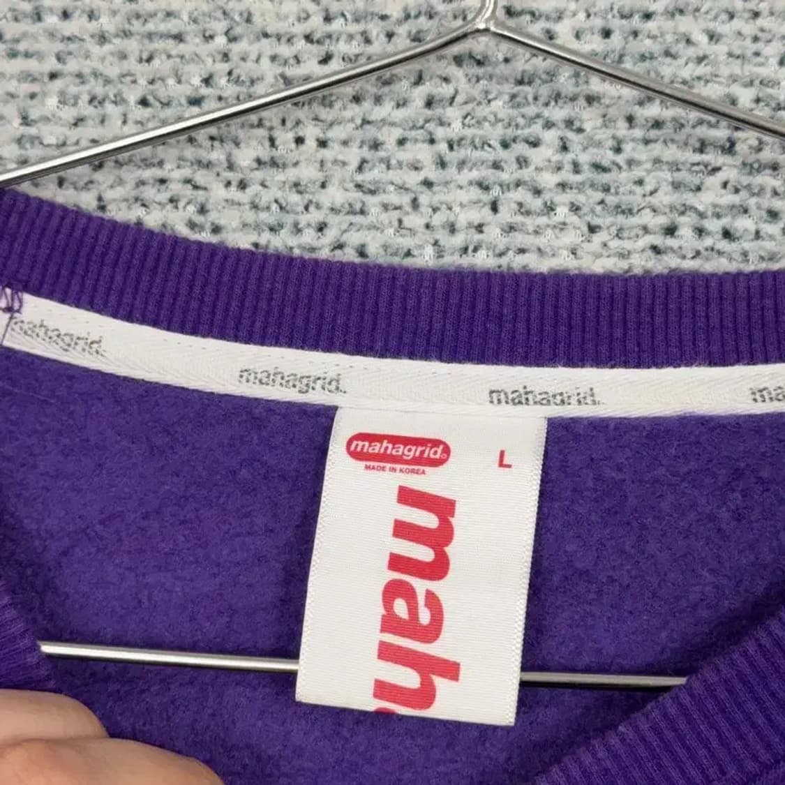 마하그리드 스펠 로고 남성 프린팅 퍼플 맨투맨 L 상품이미지3