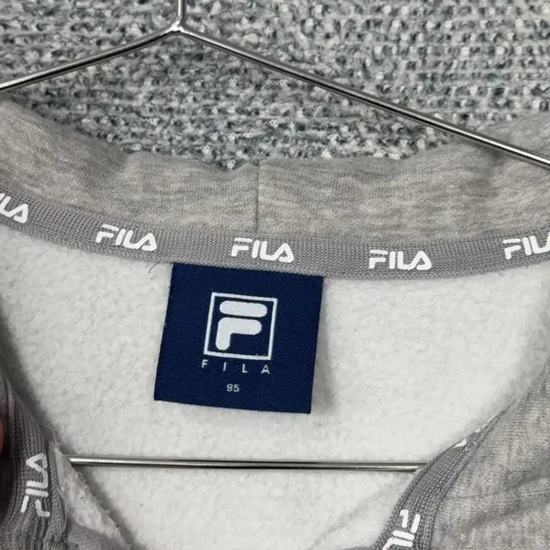 휠라 라이트 그레이 로고 후드 집업 95(M) 상품이미지3