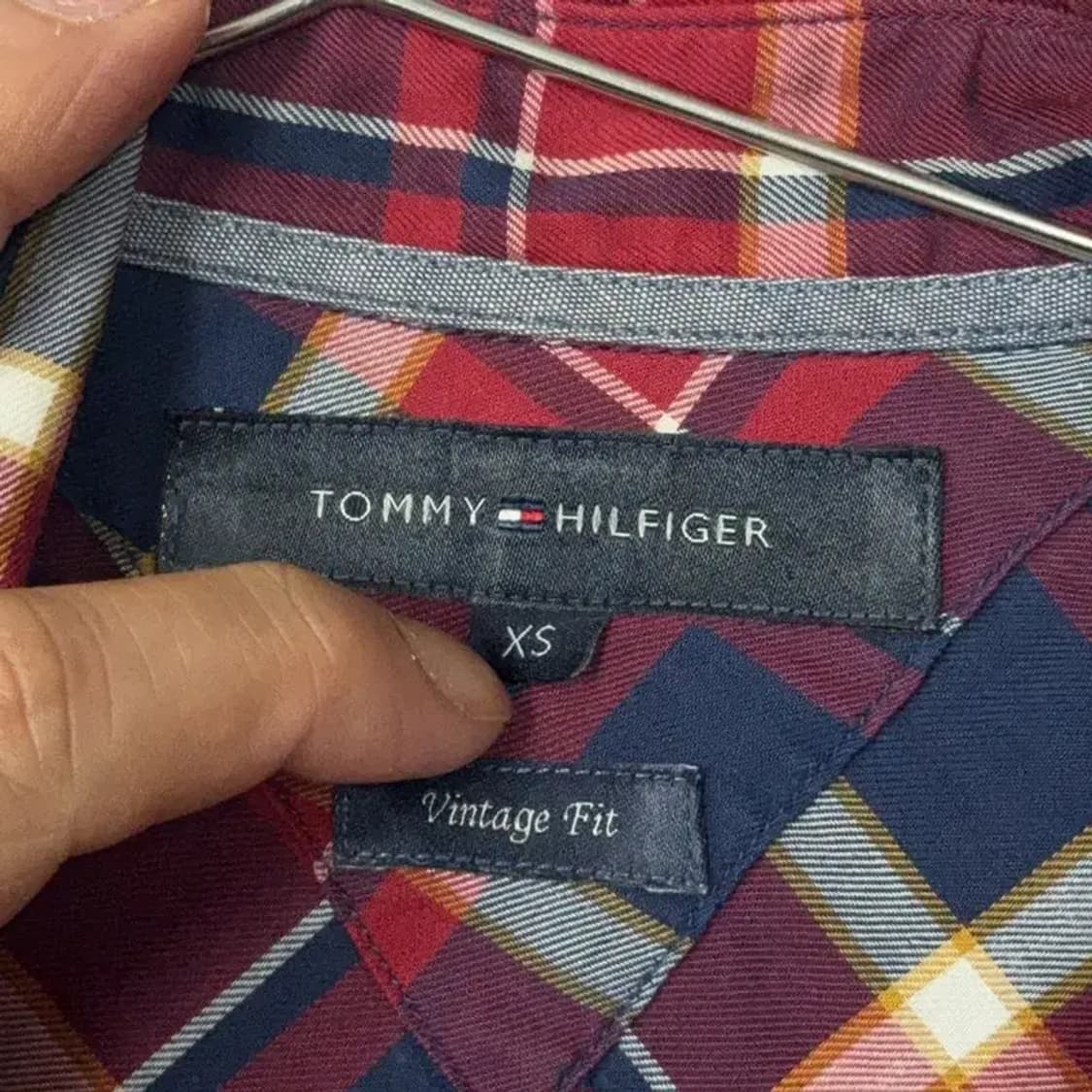 타미힐피거 캐주얼 체크 레드 셔츠 XS 상품이미지3